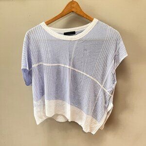 Kerisma Womens Blue & White Waffle Knit Crop Top Size M 100% Viscose Lightweight